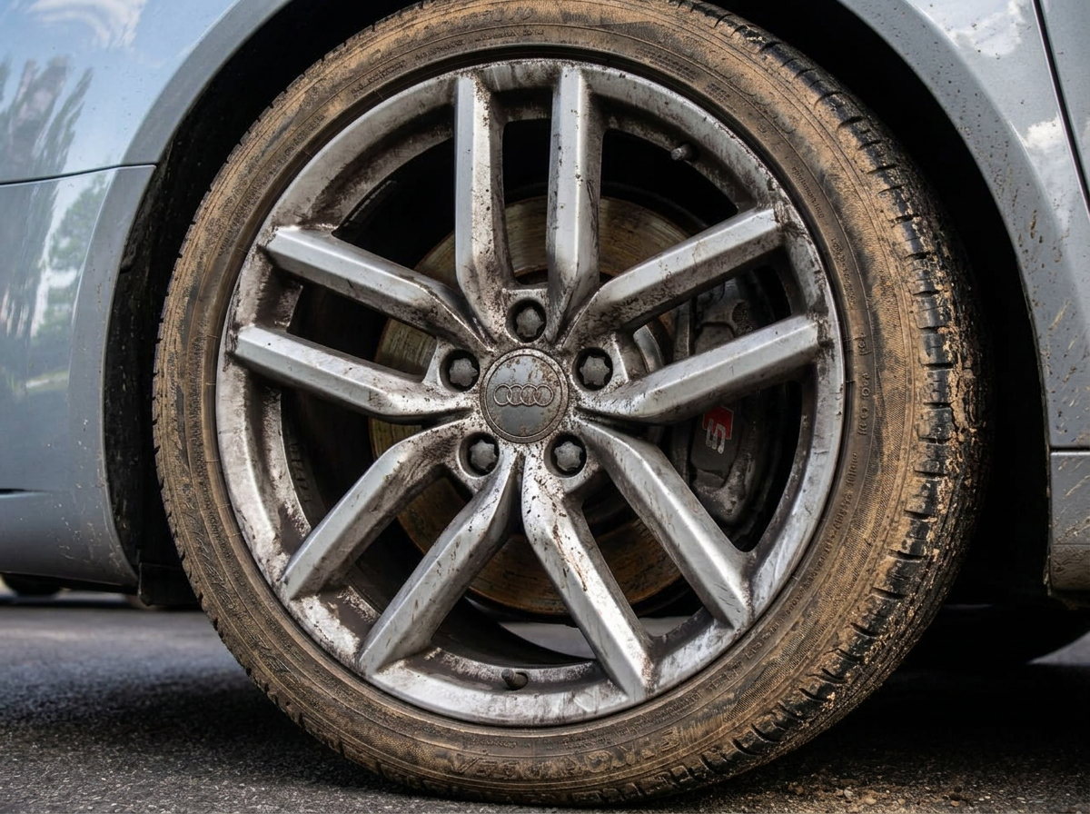 Dirty alloy wheel before detail
